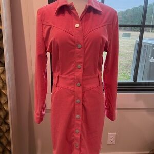 Main Strip Vibrant Pink Long Sleeve Dress